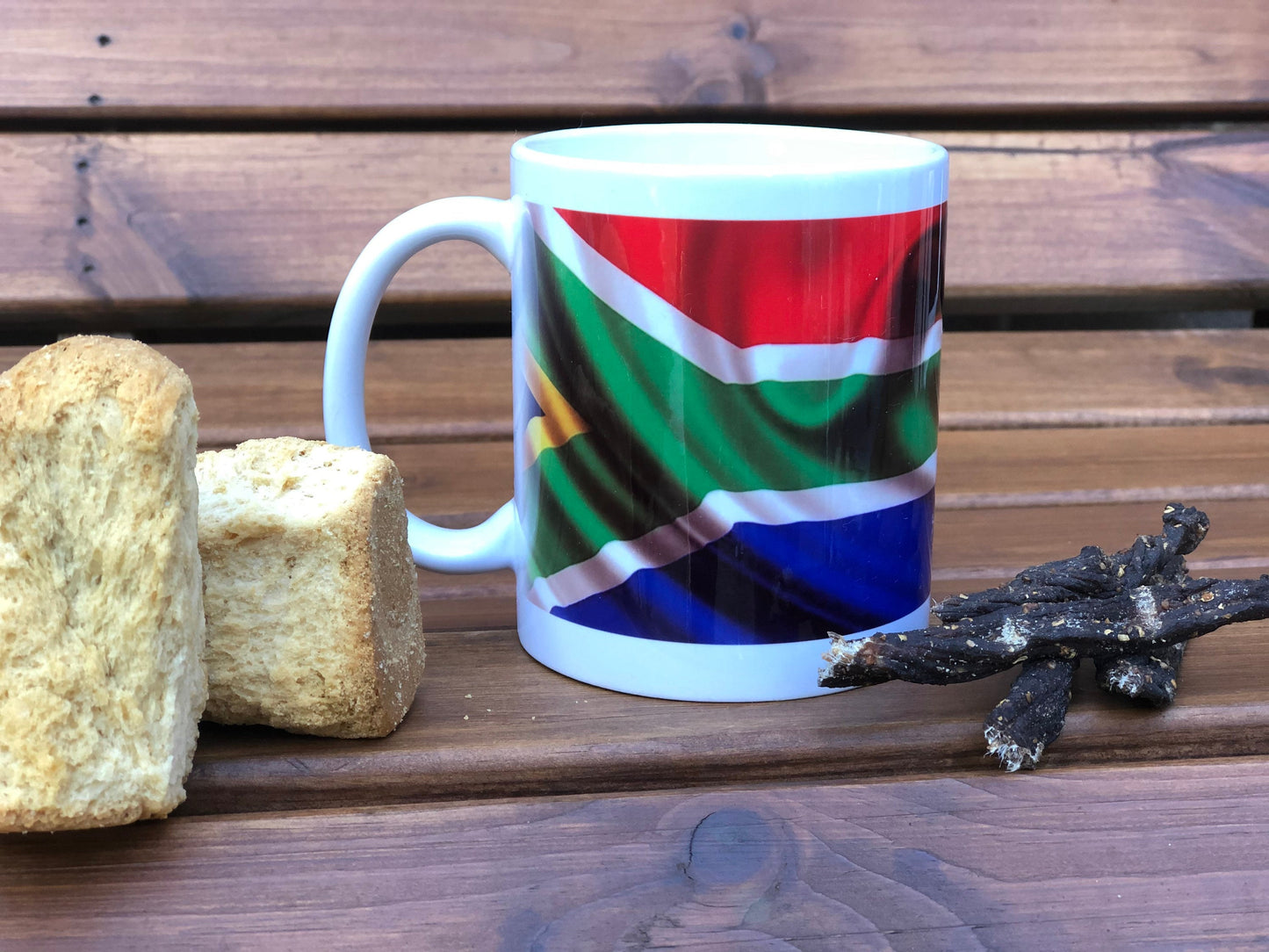 South African Flag Union Jack Flag transition mug.