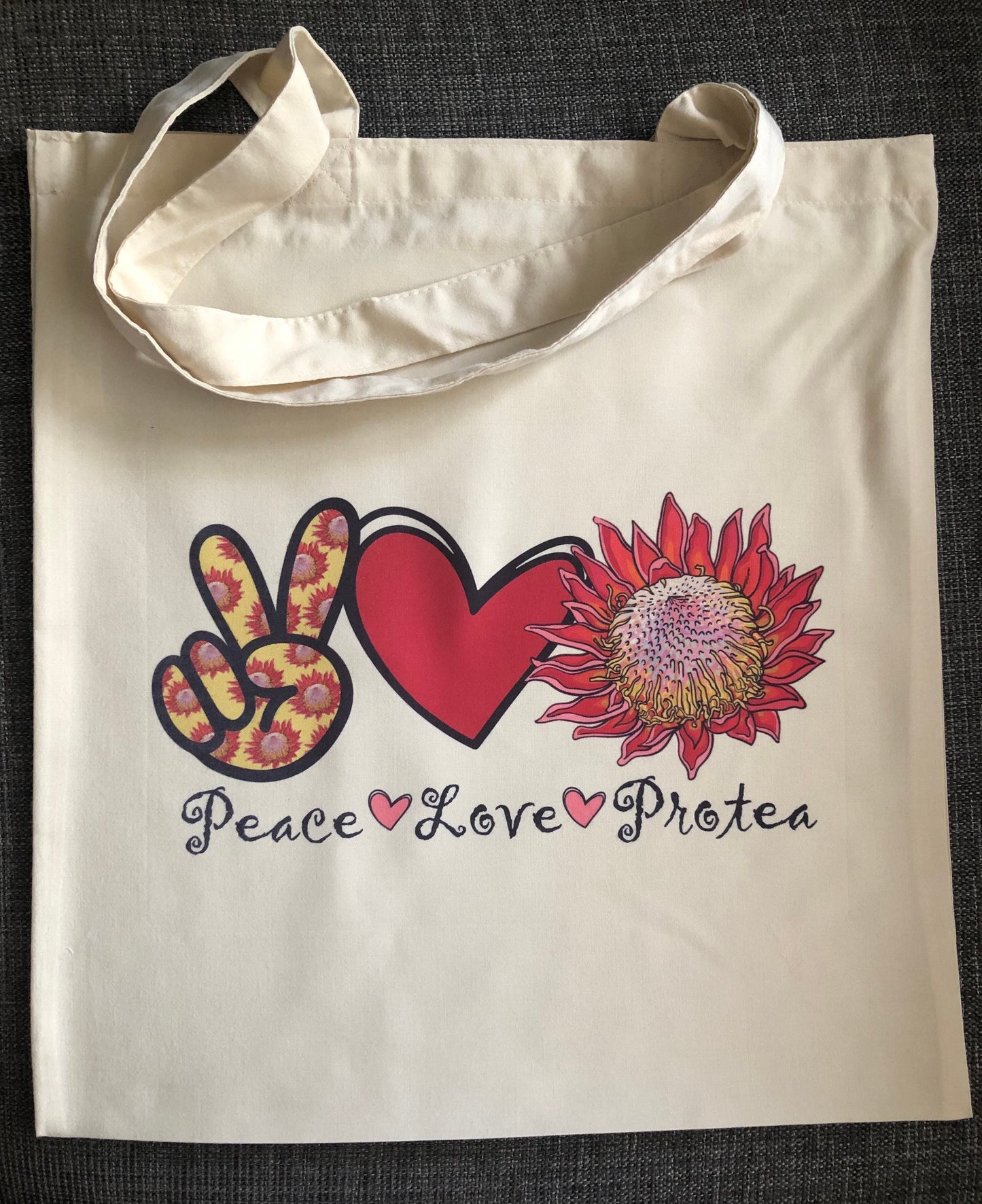 Peace - Love - Protea tote bag