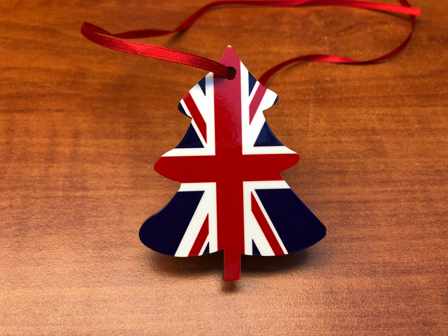 Christmas decorations tree ornament United Kingdom Union Jack Christmas Decoration. Tree shaped decoration hanging ornament.
