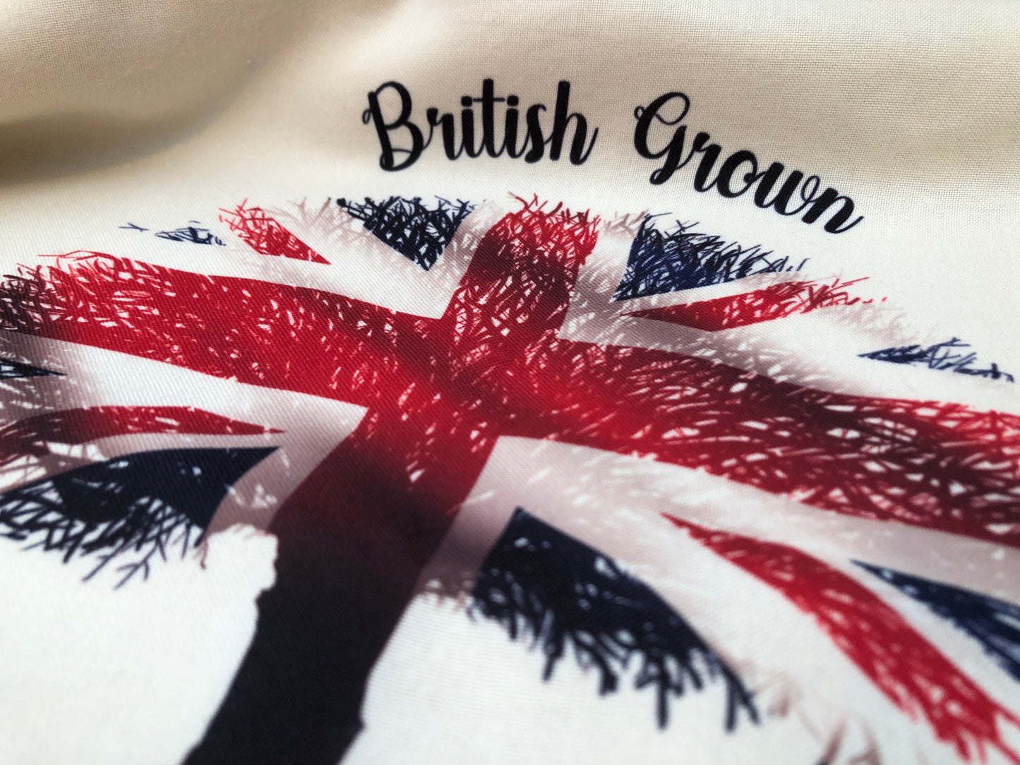 Fabric bag South African Flag United Kingdom Union Jack 'Grown in Britain with South African Roots' natural fabric tote bag.