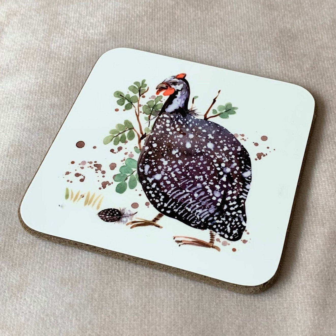 Rustic Guinea Fowl Tarentaal Bird Coaster South African Wildlife