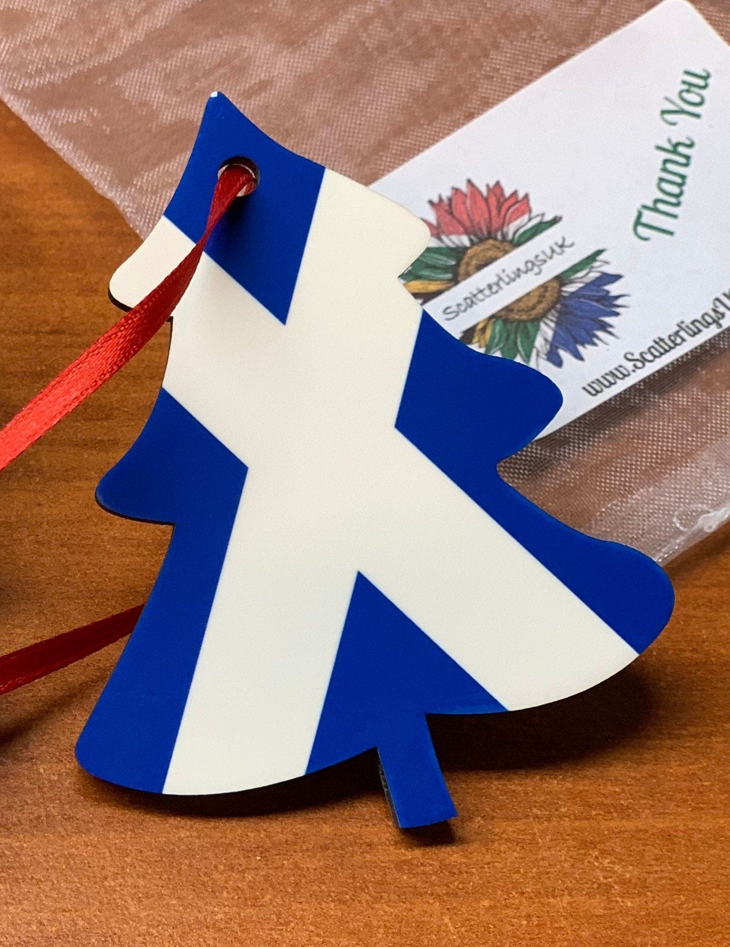 Christmas Tree Scotland Scottish Saltire Flag Decoration Hanging Ornament Bauble Xmas Secret Santa Stocking Filler New Home Gift Keepsake