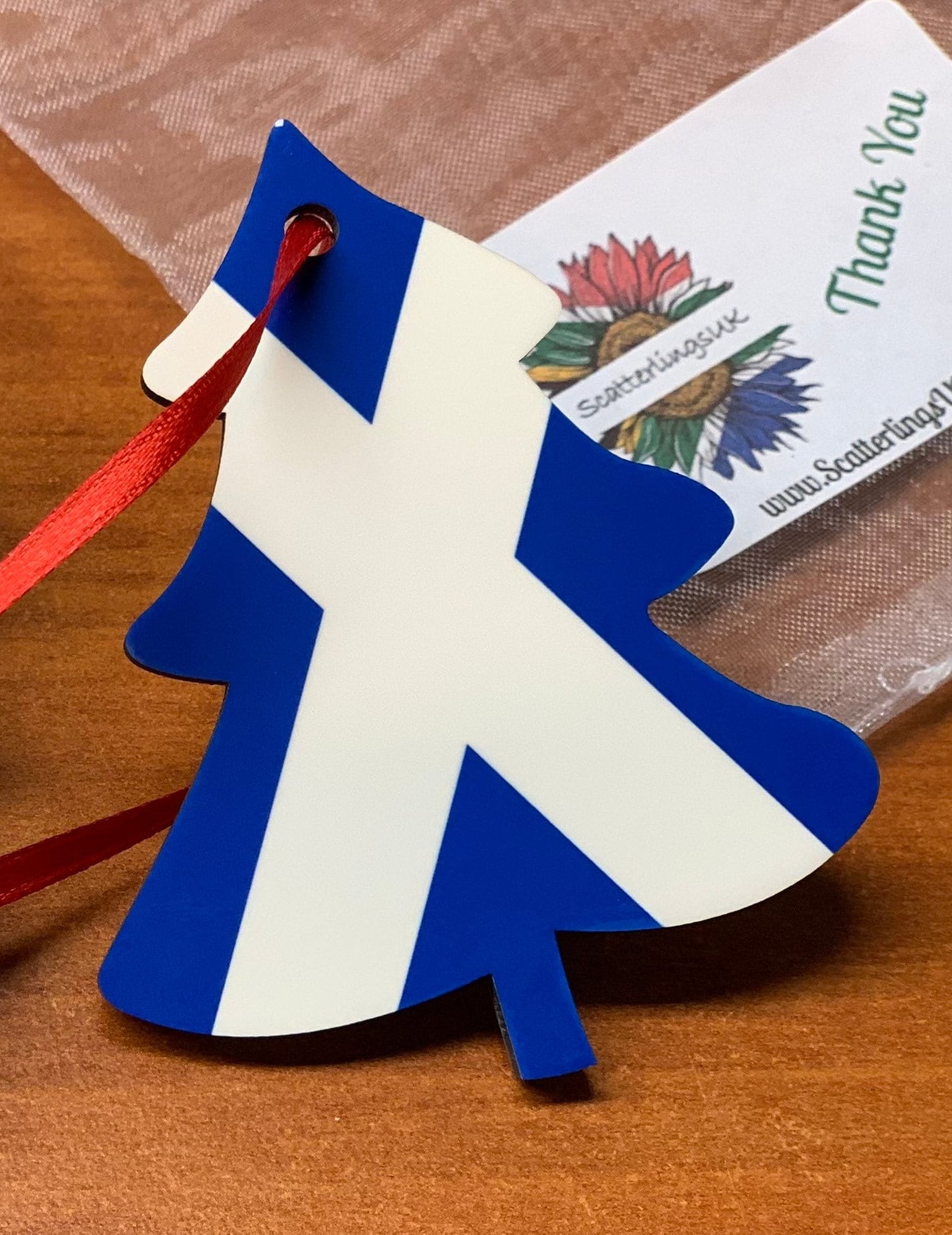 Christmas Tree Scotland Scottish Saltire Flag Decoration Hanging Ornament Bauble Xmas Secret Santa Stocking Filler New Home Gift Keepsake