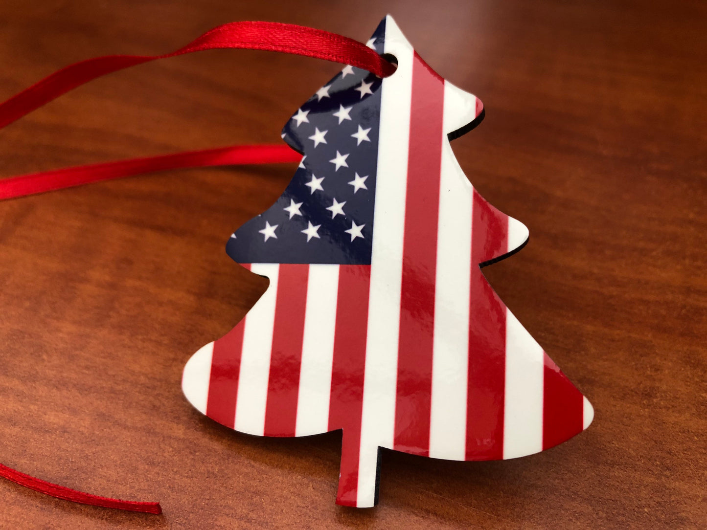 Christmas decorations tree ornament United States Stars and Stripes Christmas Decoration. Tree shaped decoration hanging ornament.