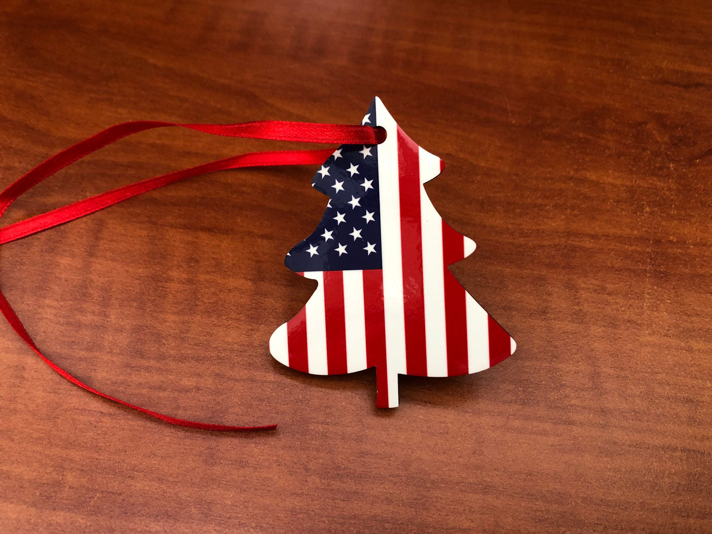 Christmas decorations tree ornament United States Stars and Stripes Christmas Decoration. Tree shaped decoration hanging ornament.