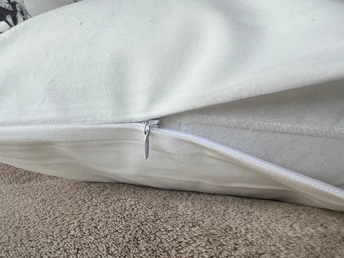 Personalised Baby Rhino plush white deluxe 'soft feel' scatter cushion. ( 40x40cm ). Nursery decoration. Baby Gift. Baby Safari animals.