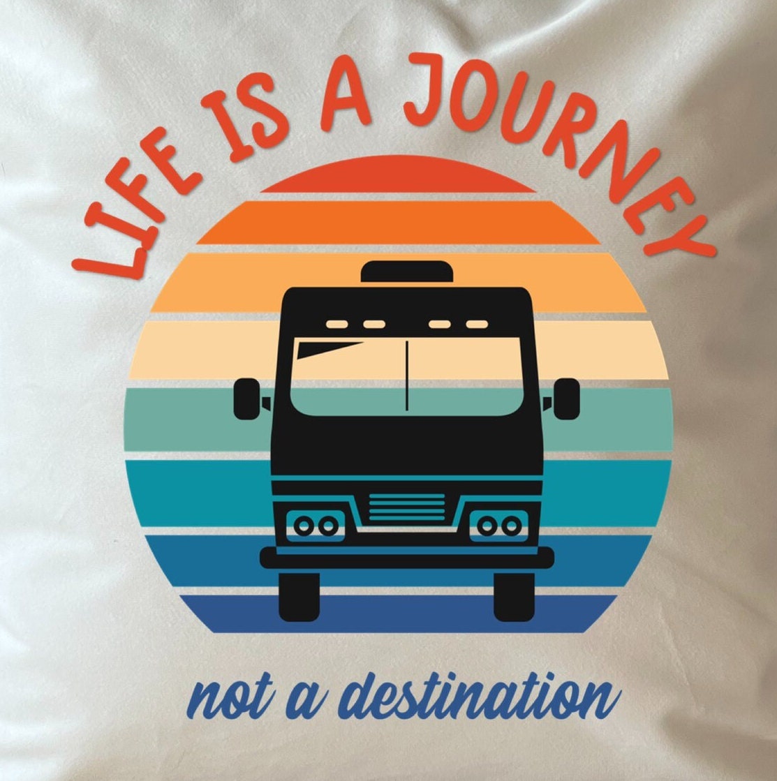 Life is a Journey, not a destination Motorhome, Camper-van or Caravan plush white deluxe 'soft feel' scatter cushion.