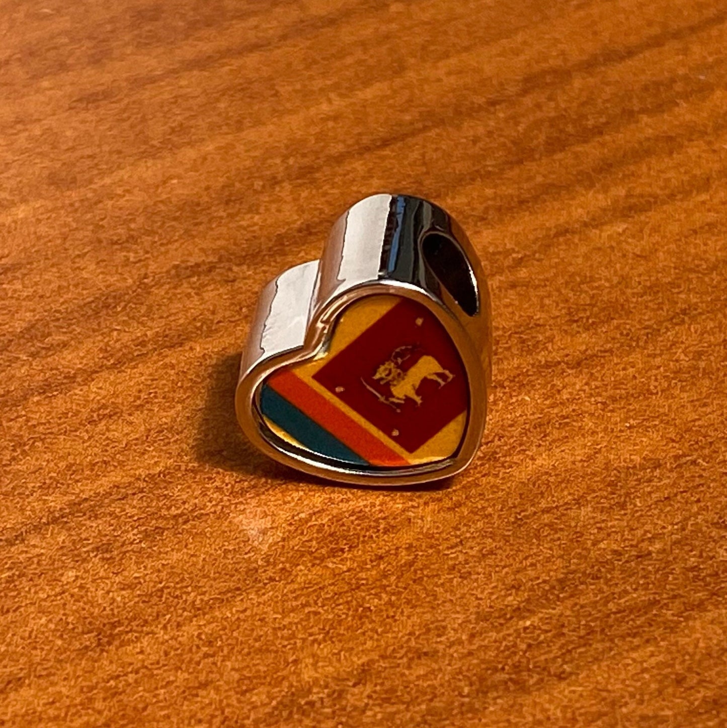 Sri Lanka Sri Lankan flag heart shaped bracelet stainless steel charm bead Personalised Add on Large hole bead Valentine’s gift for mom mum