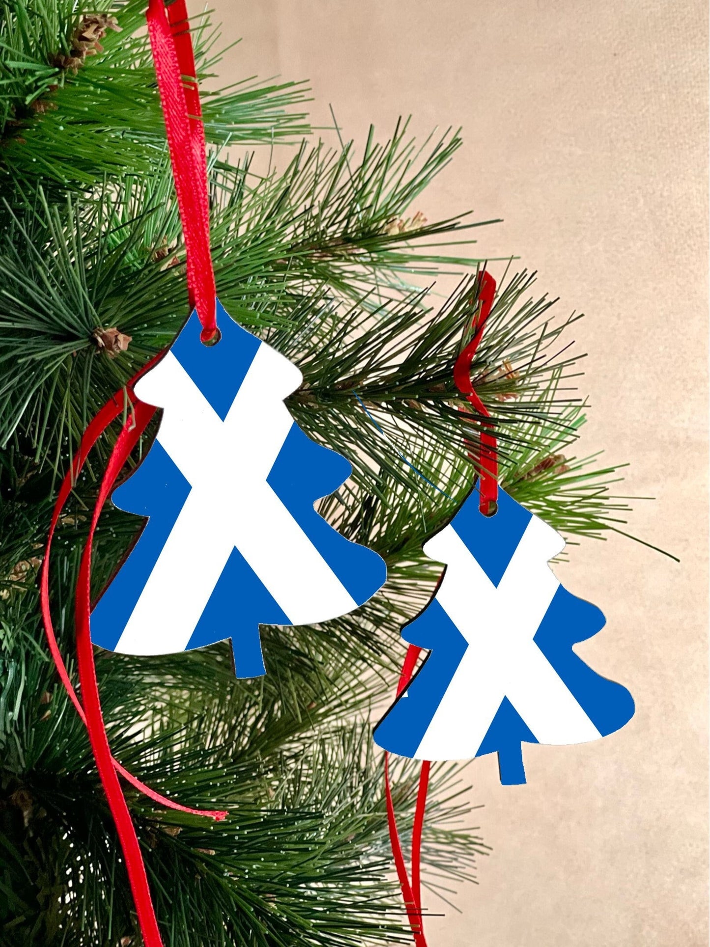 Christmas Tree Scotland Scottish Saltire Flag Decoration Hanging Ornament Bauble Xmas Secret Santa Stocking Filler New Home Gift Keepsake
