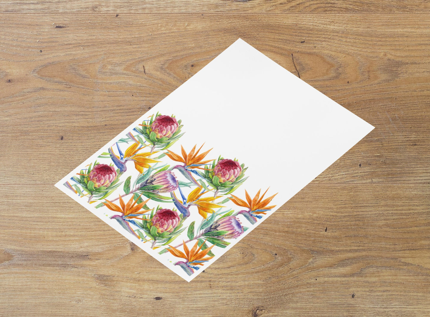 Kitchen Tea towel Protea and Strelitzia design floral tea towel South African flowers bar towel