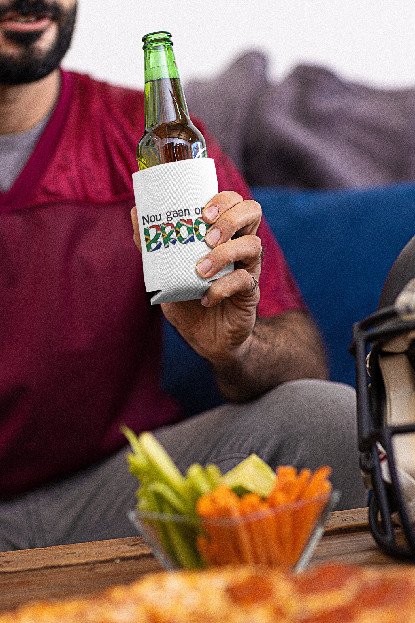 Can sleeve can cooler Barbecue Braai gift South African gift Nou gaan ons braai South African Flag fathers Day gift for him