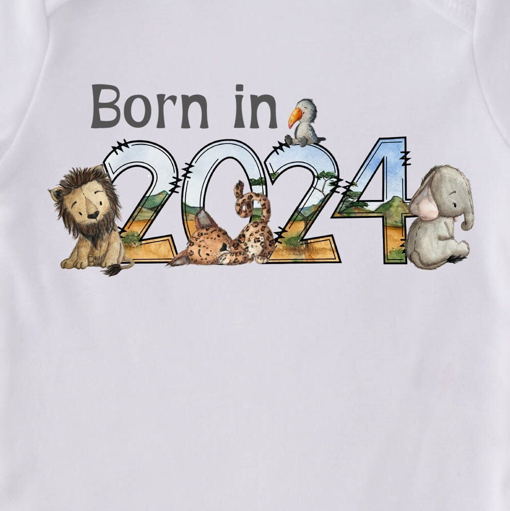 Baby Gift Vest Born in 2024 safari animals New baby Baby shower Pregnancy Announcement Gender neutral Safari Jungle Animals Nursey decor