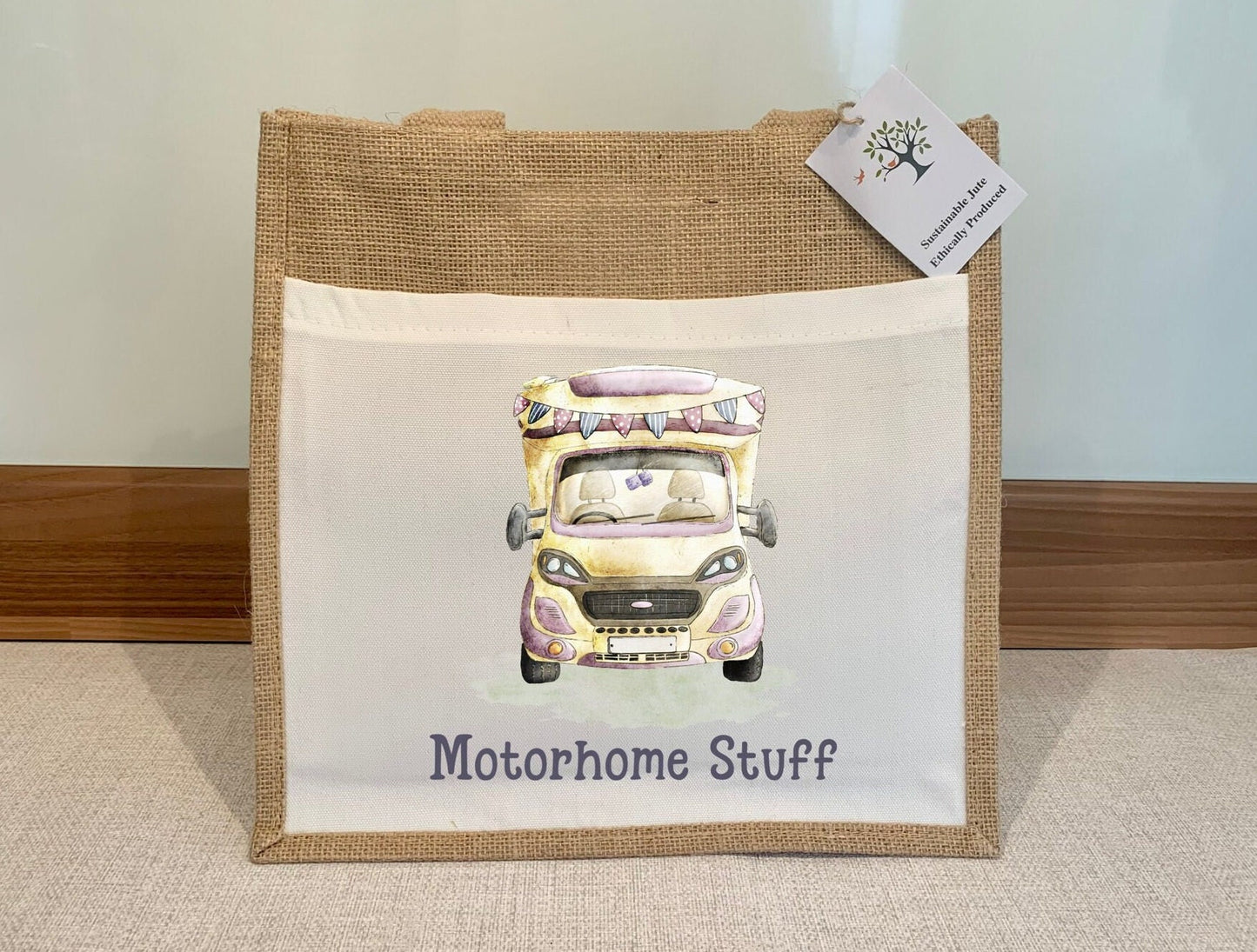 Motorhome Eco-friendly Hessian Burlap Tote Reusable Caravan Rv gift for camping personalized