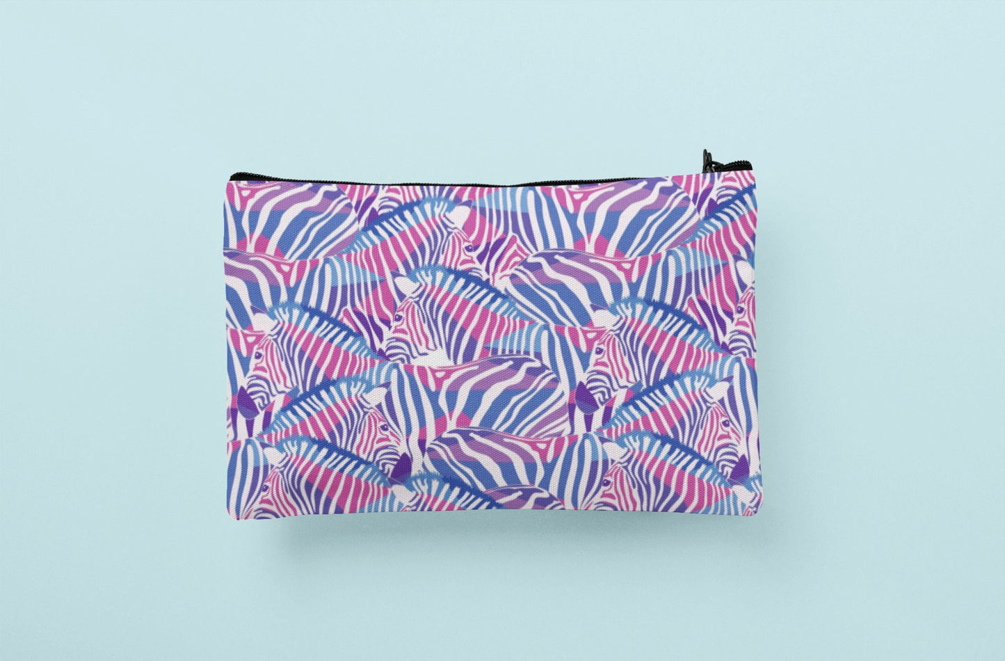 Zebra design cosmetic zip case /pencil case/purse. Pink and purple pattern. South African pattern