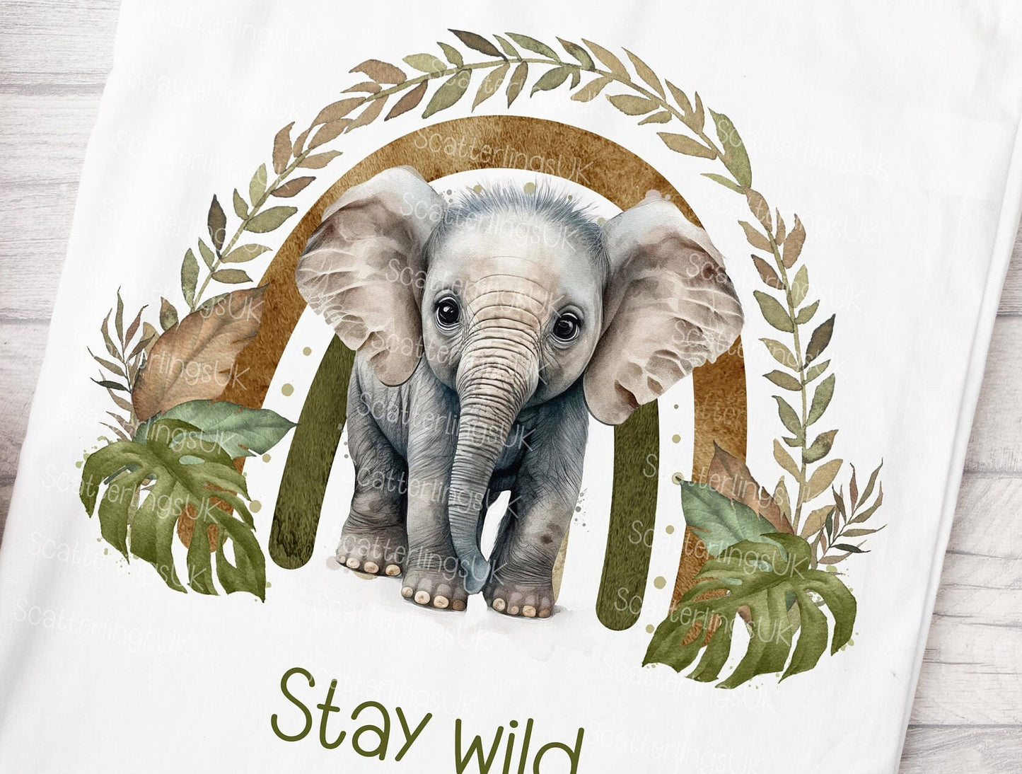 Elephant Rainbow personalised custom white tote bag gift for teacher mum nan reusable eco-friendly safari jungle