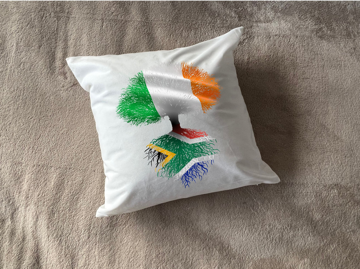 South African roots Ireland Irish Herritage housewarming new home country Immigration gift Family tree white cushion pillow
