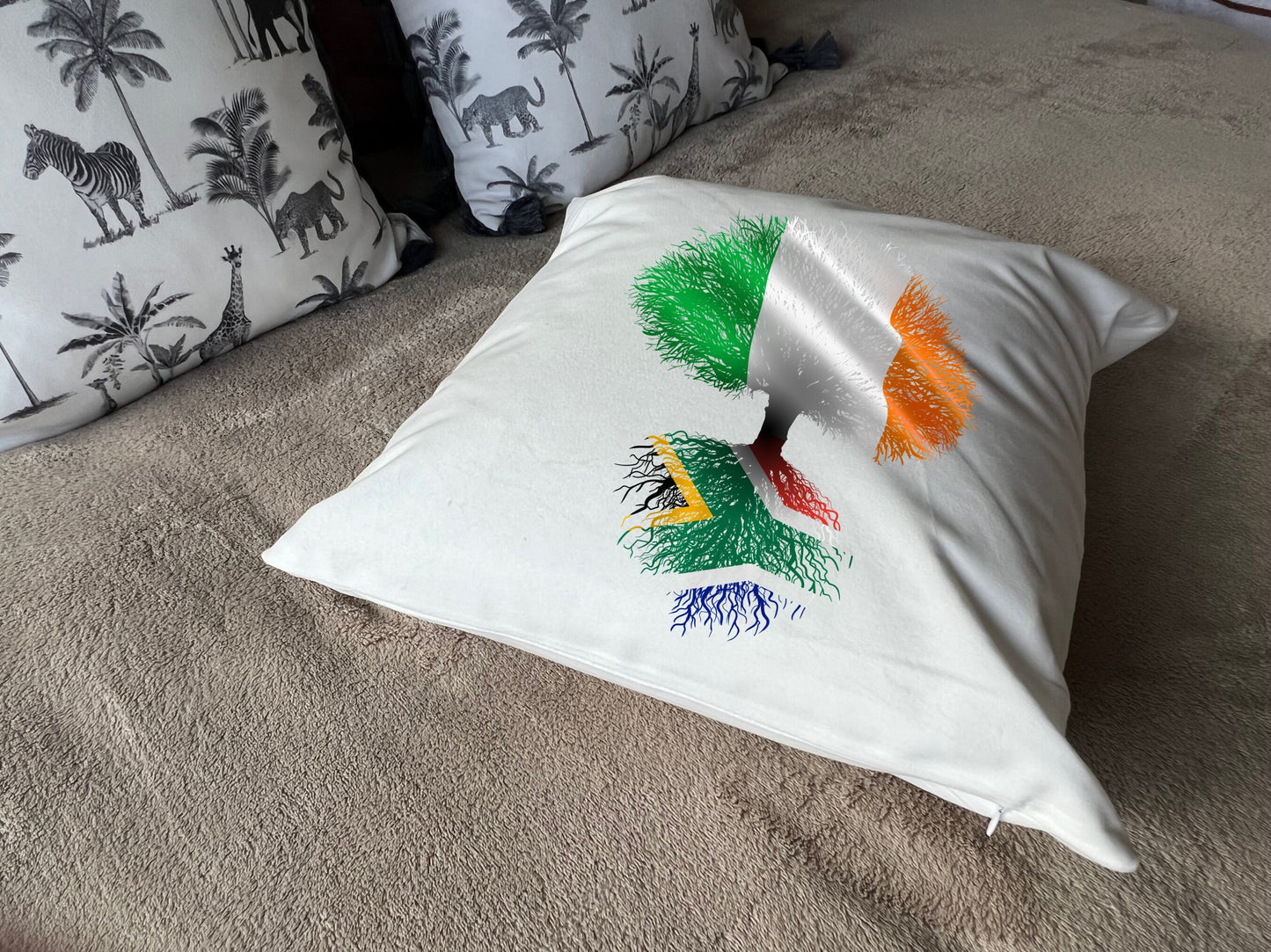 South African roots Ireland Irish Herritage housewarming new home country Immigration gift Family tree white cushion pillow