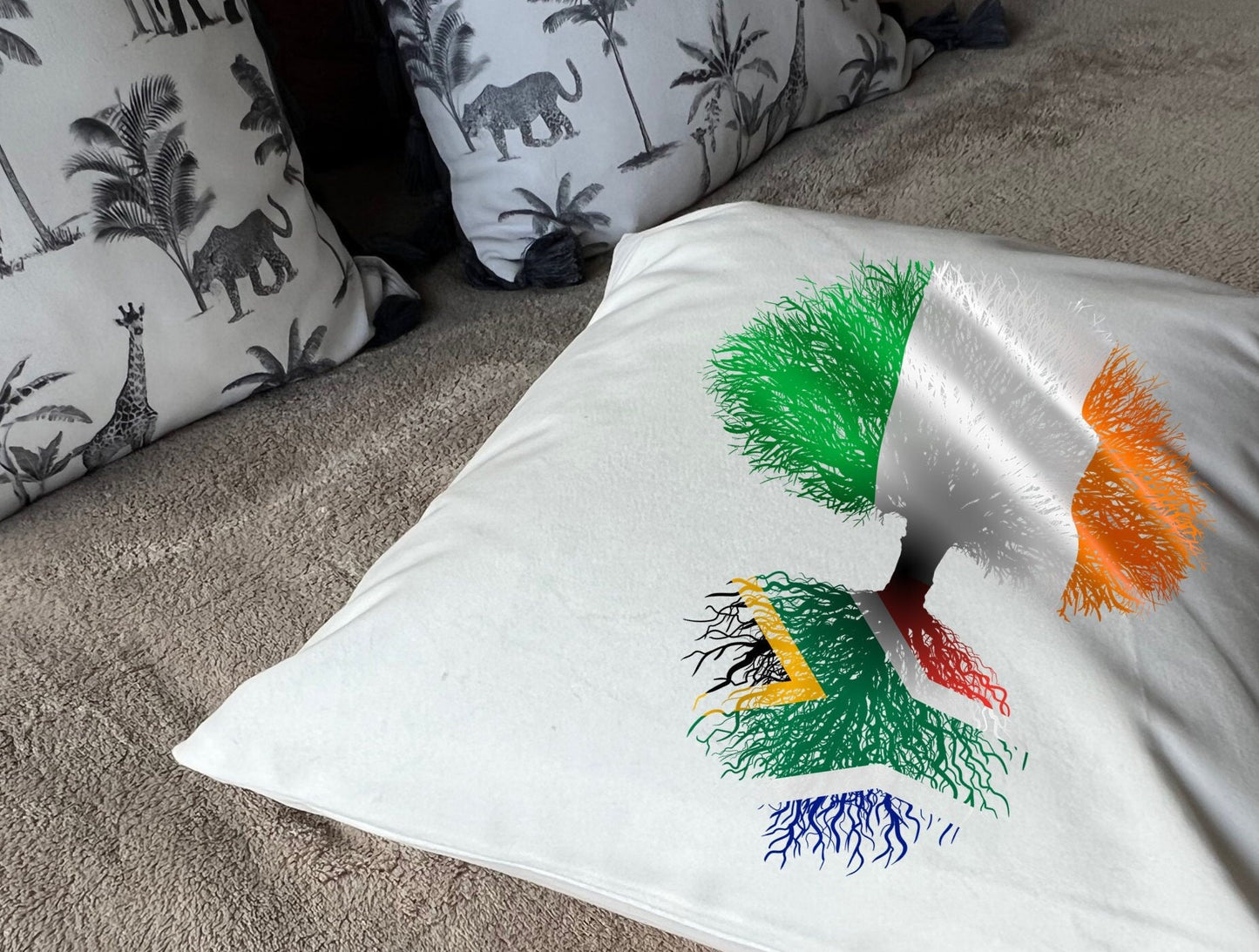 South African roots Ireland Irish Herritage housewarming new home country Immigration gift Family tree white cushion pillow