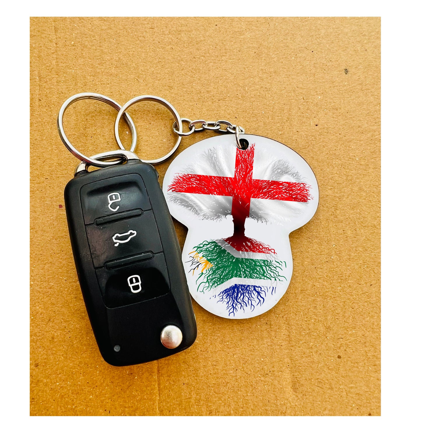 South African flag St George's Cross England keyring keychain heritage roots New home housewarming travel christmas gift personalised