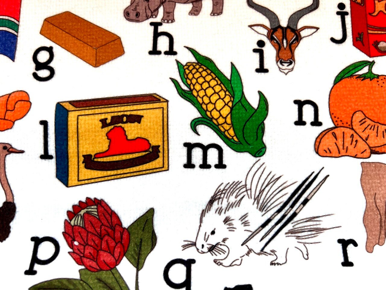 South African Alphabet Tea towel Unique Afrikaans Bar Hand towel Housewarming new Home Kitchen gift flag decoration animals food braai bbq