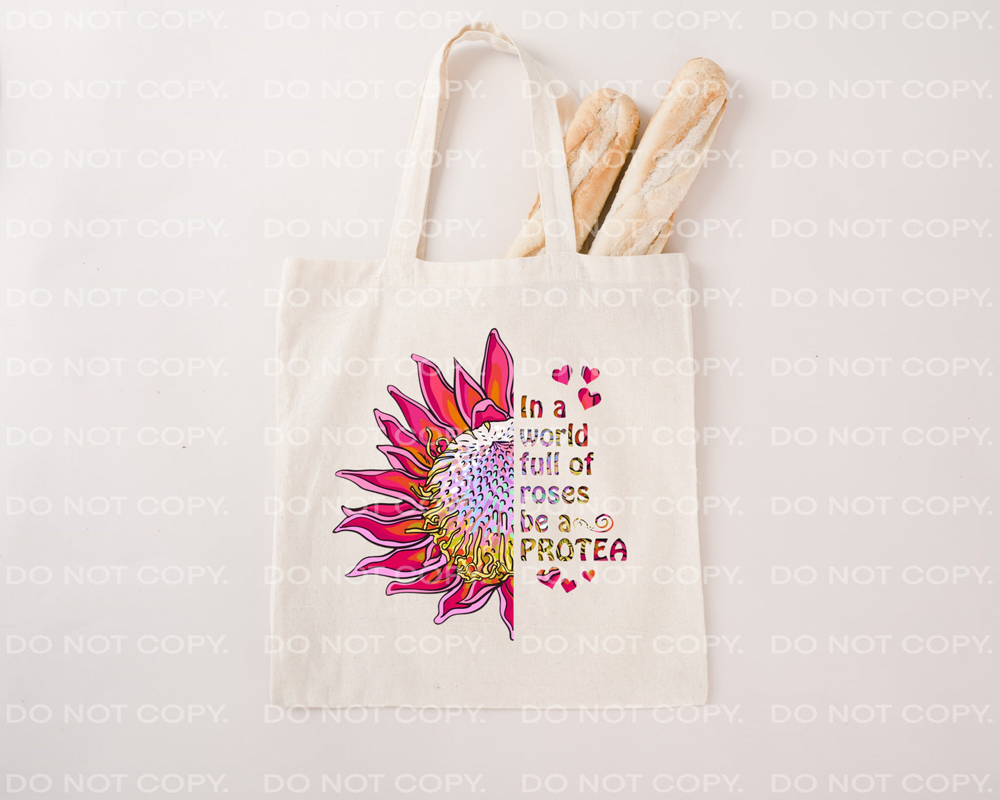 Protea Tote Bag "Be a Protea" Natural Fabric Reusable Australia South Africa Bright Flower Gift for Her Mum Birthday Reusable Eco Friendly