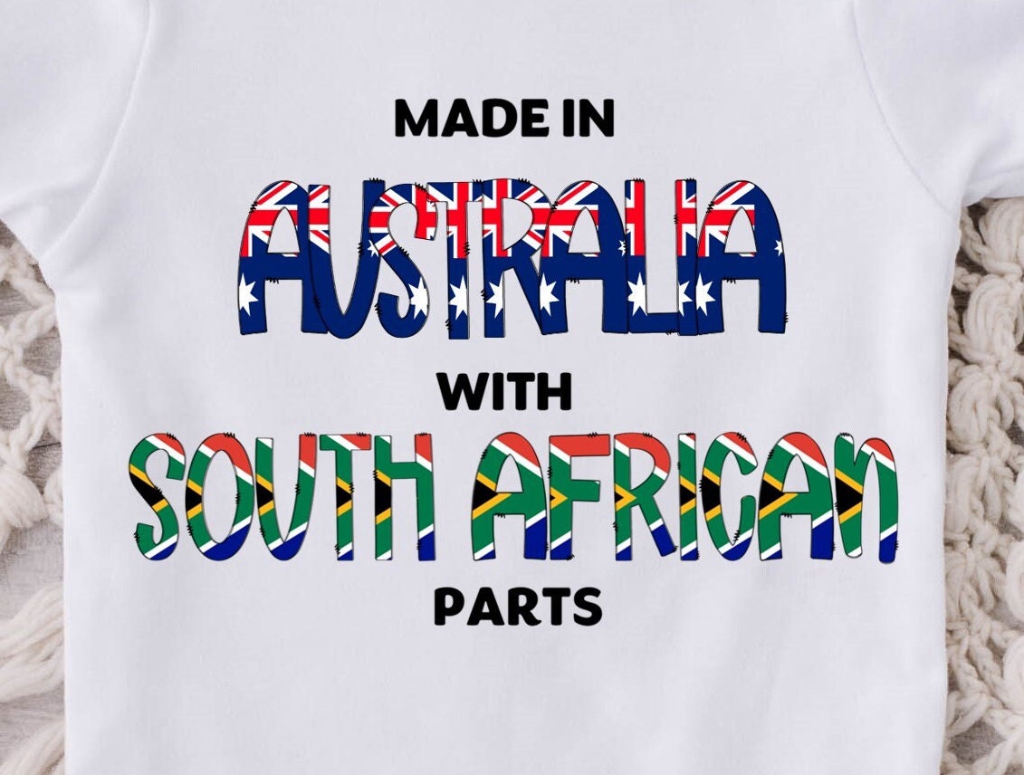 South African-inspired Baby Vest Made in Australia with South African Parts, Perfect Gift for New Baby Pregnancy Announcement Gender Neutral