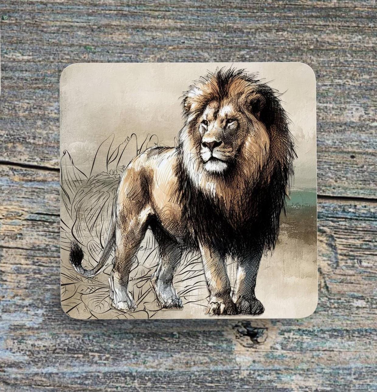 Coasters Set of Six SA Big Five Animals and Springbok South Africa Table Setting New Home Gift Christmas