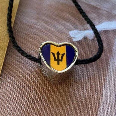 Barbados flag heart shaped bracelet stainless steel add on charm Large hole on charm Gift for mum mom Valentine’s Day gift CHARM ONLY