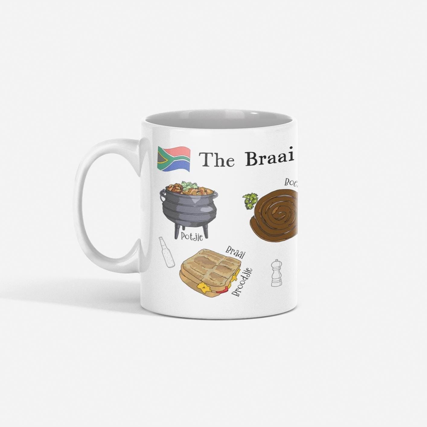 Braai Master BBQ Grill Mug Ceramic South Africa Father's Day Christmas Birthday Funny Gift for Mum or Dad