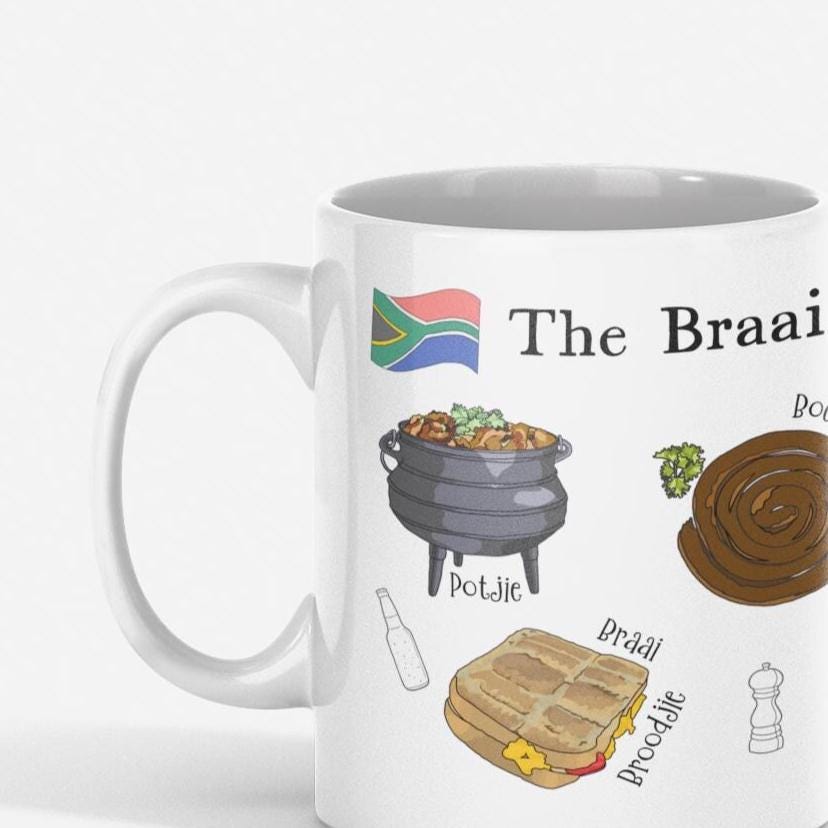 Braai Master BBQ Grill Mug Ceramic South Africa Father's Day Christmas Birthday Funny Gift for Mum or Dad