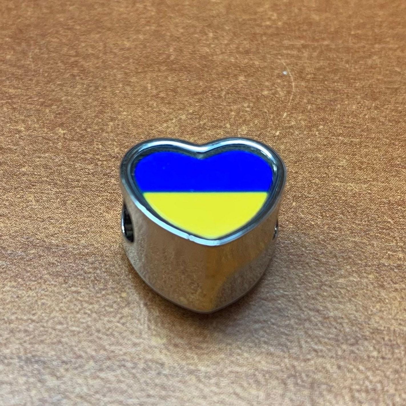 Ukraine Ukrainian Flag Heart Charm for Bracelet Stainless Steel Jewellery Pendant