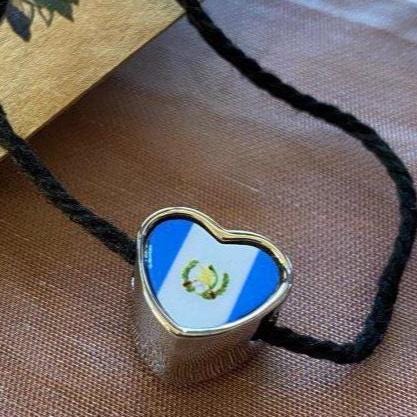 Guatemala Guatemalan flag heart shaped bracelet stainless steel charm add on bead large hole charm Valentine’s gift for mum mom CHARM ONLY