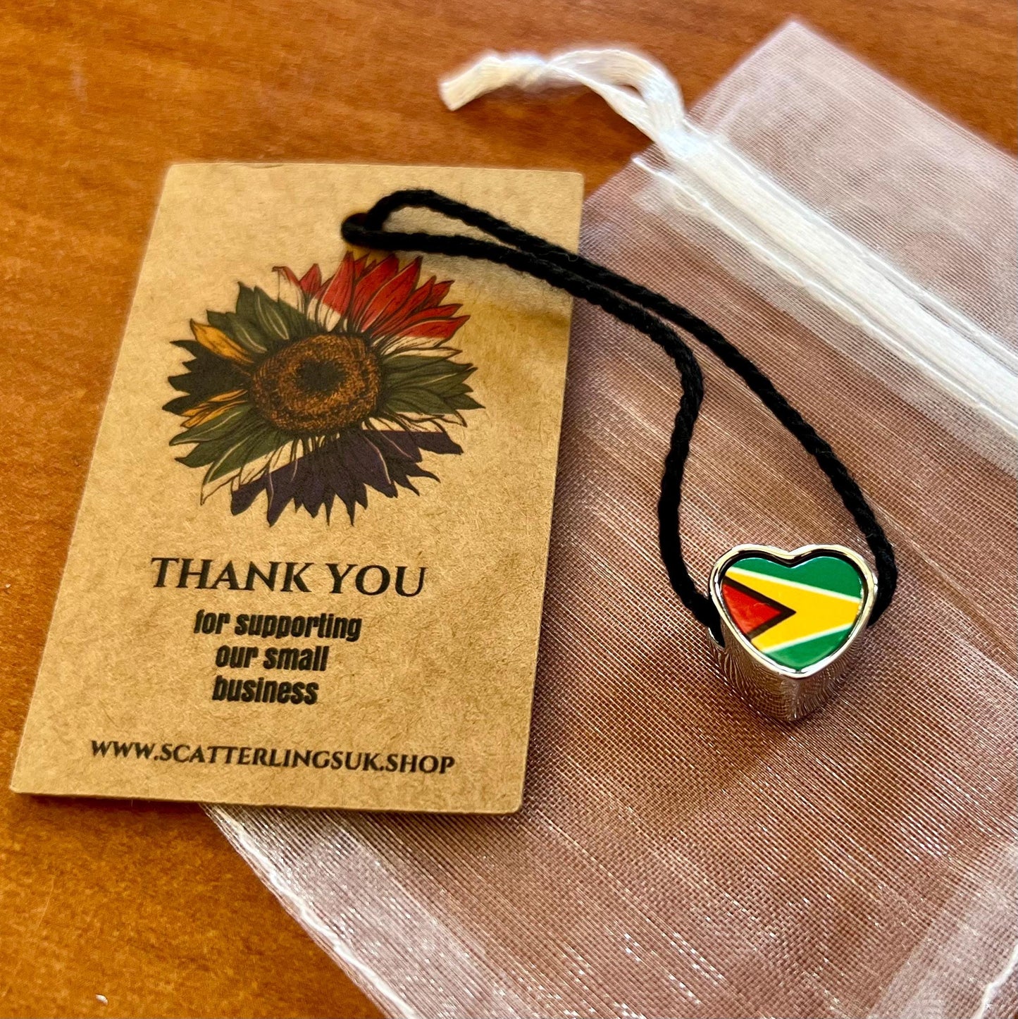 Guyana heart shaped bracelet stainless steel charm bead Add on Bracelet charm. Flag bead. Personalised charm. Guyana flag charm. CHARM ONLY