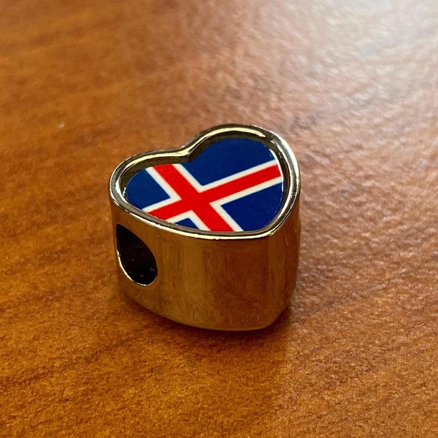 Iceland heart shaped bracelet stainless steel charm Iceland flag personalised charm bead. Add on Valentine gift Gift for mom mum. CHARM ONLY