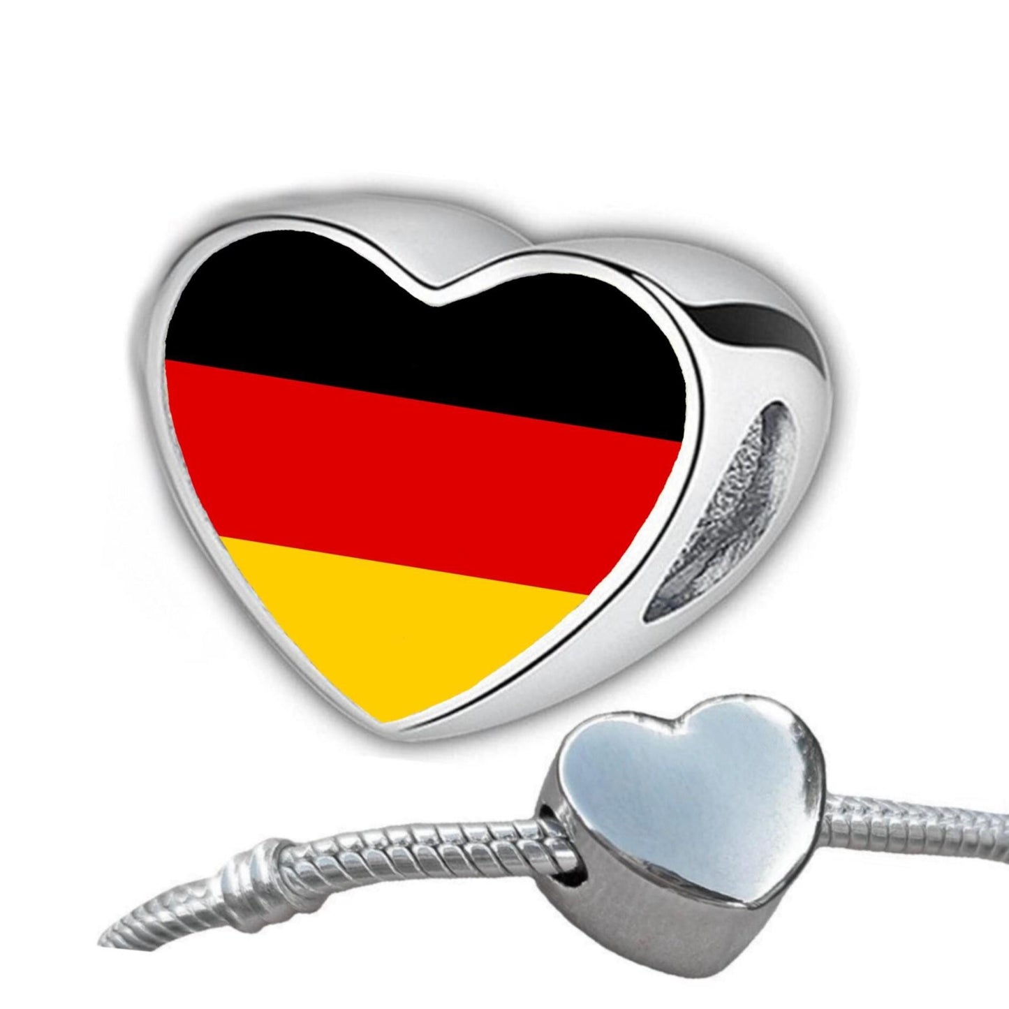 Germany German Flag heart stainless steel charm bead personalised charm Add on charm Large hole bead Valentine’s gift for mom mum CHARM ONLY