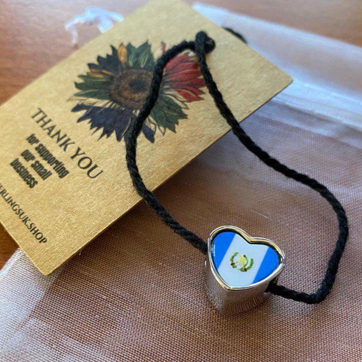 Guatemala Guatemalan flag heart shaped bracelet stainless steel charm add on bead large hole charm Valentine’s gift for mum mom CHARM ONLY