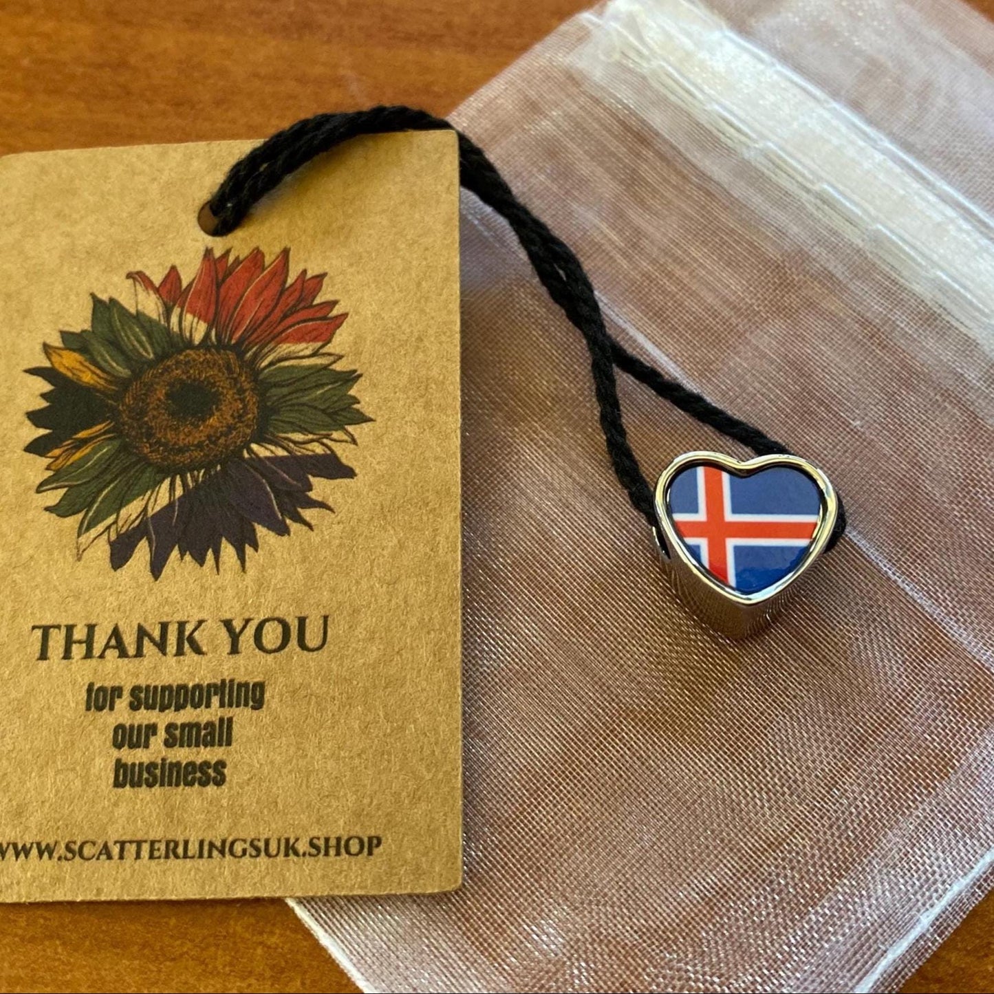 Iceland heart shaped bracelet stainless steel charm Iceland flag personalised charm bead. Add on Valentine gift Gift for mom mum. CHARM ONLY