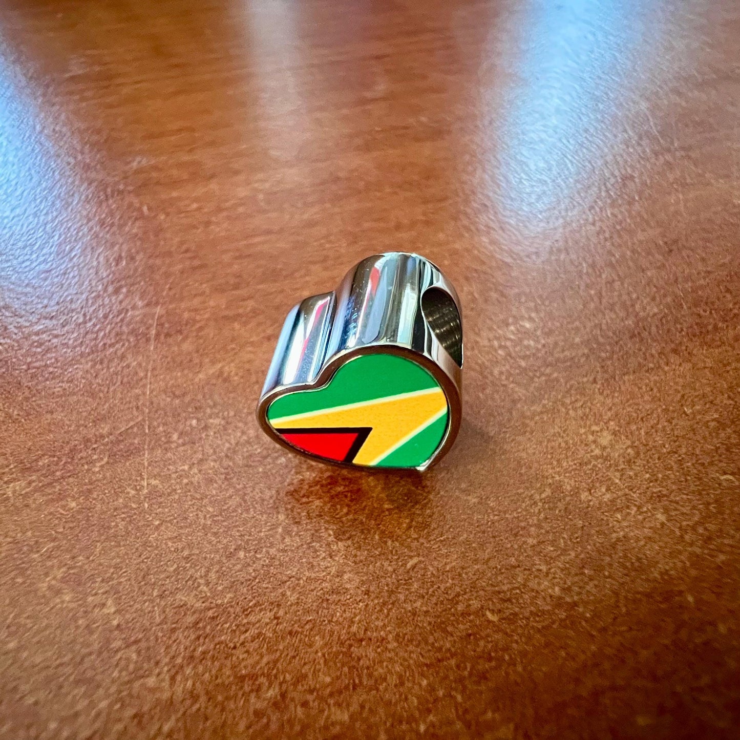 Guyana heart shaped bracelet stainless steel charm bead Add on Bracelet charm. Flag bead. Personalised charm. Guyana flag charm. CHARM ONLY