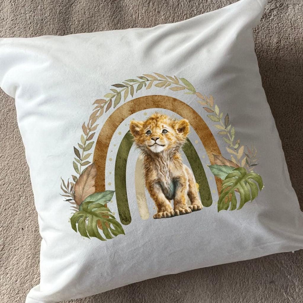 Lion cub plush white deluxe 'soft feel' scatter cushion. ( 40x40cm ) Be Different. African cushion. Home décor.