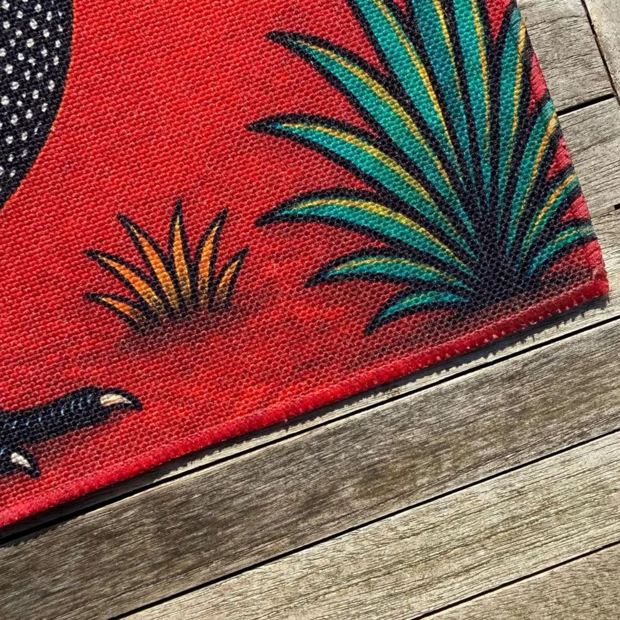 South African Guinea Fowl Linen Placemat – Vibrant Safari Sunset Table Decor | African Wildlife Kitchen Dining Mat | Unique Gift for Nature Lover