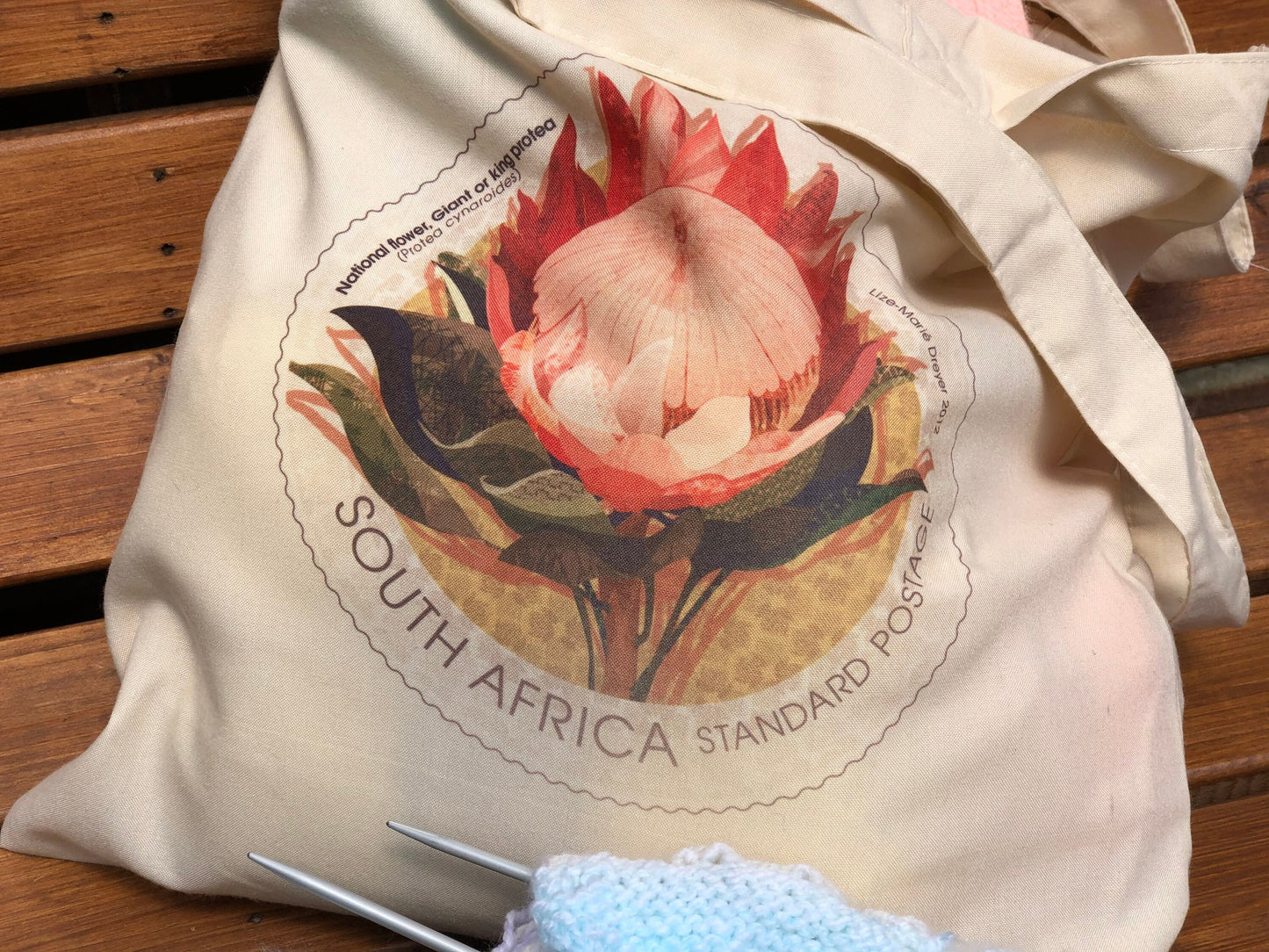 Protea South Africa stamp Two oceans National Flower Gift reusable tote bag shopping