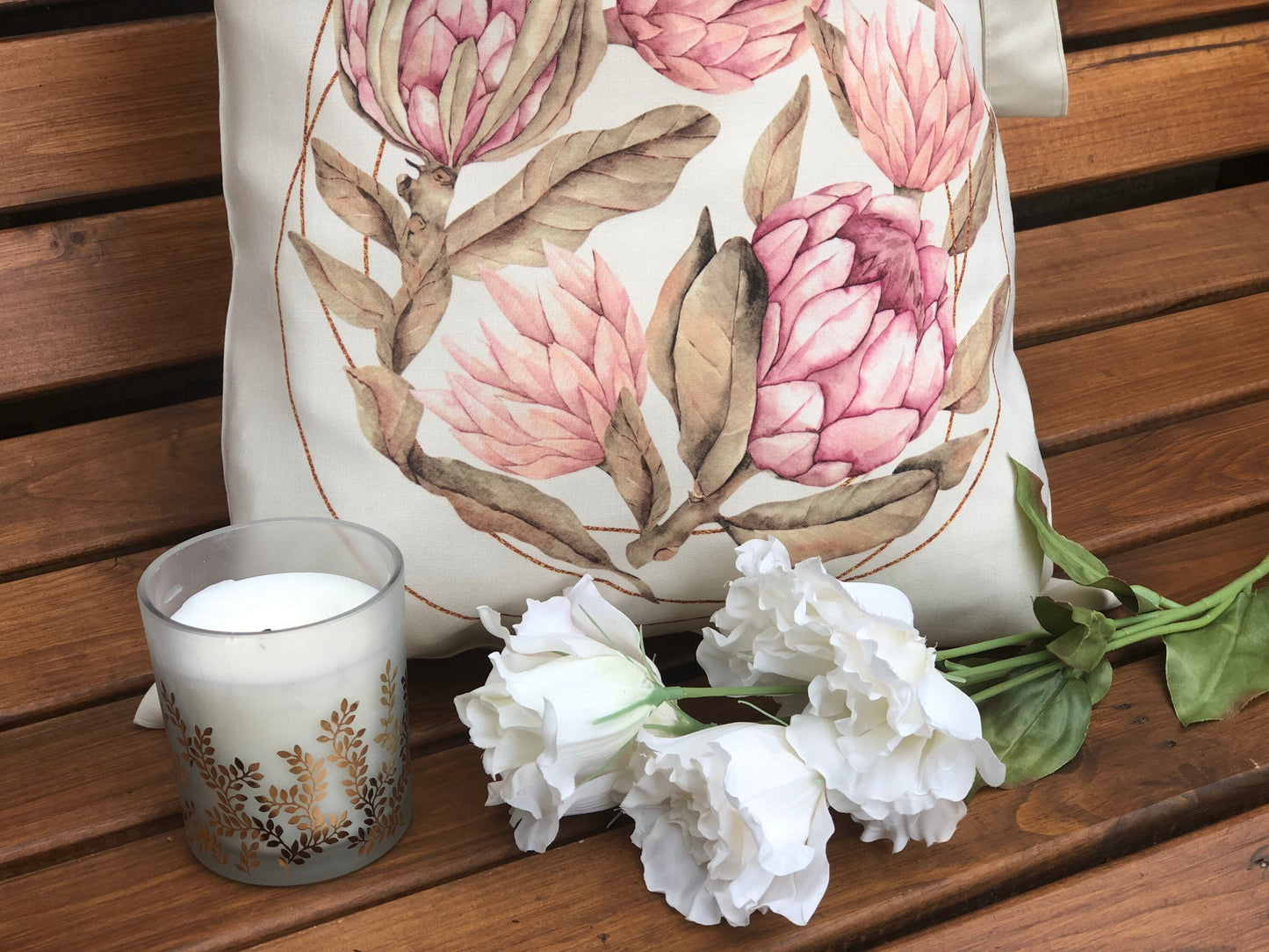 Protea tote bag, protea gift South Africa, protea flower Gift, reusable tote bag, wedding bridesmaid maid of honour gift. Wedding bouquet.