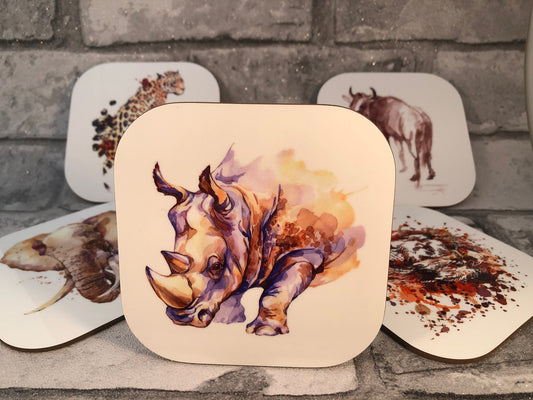 South Africa Big Five Coasters, Wildlife Art (Set of 5)