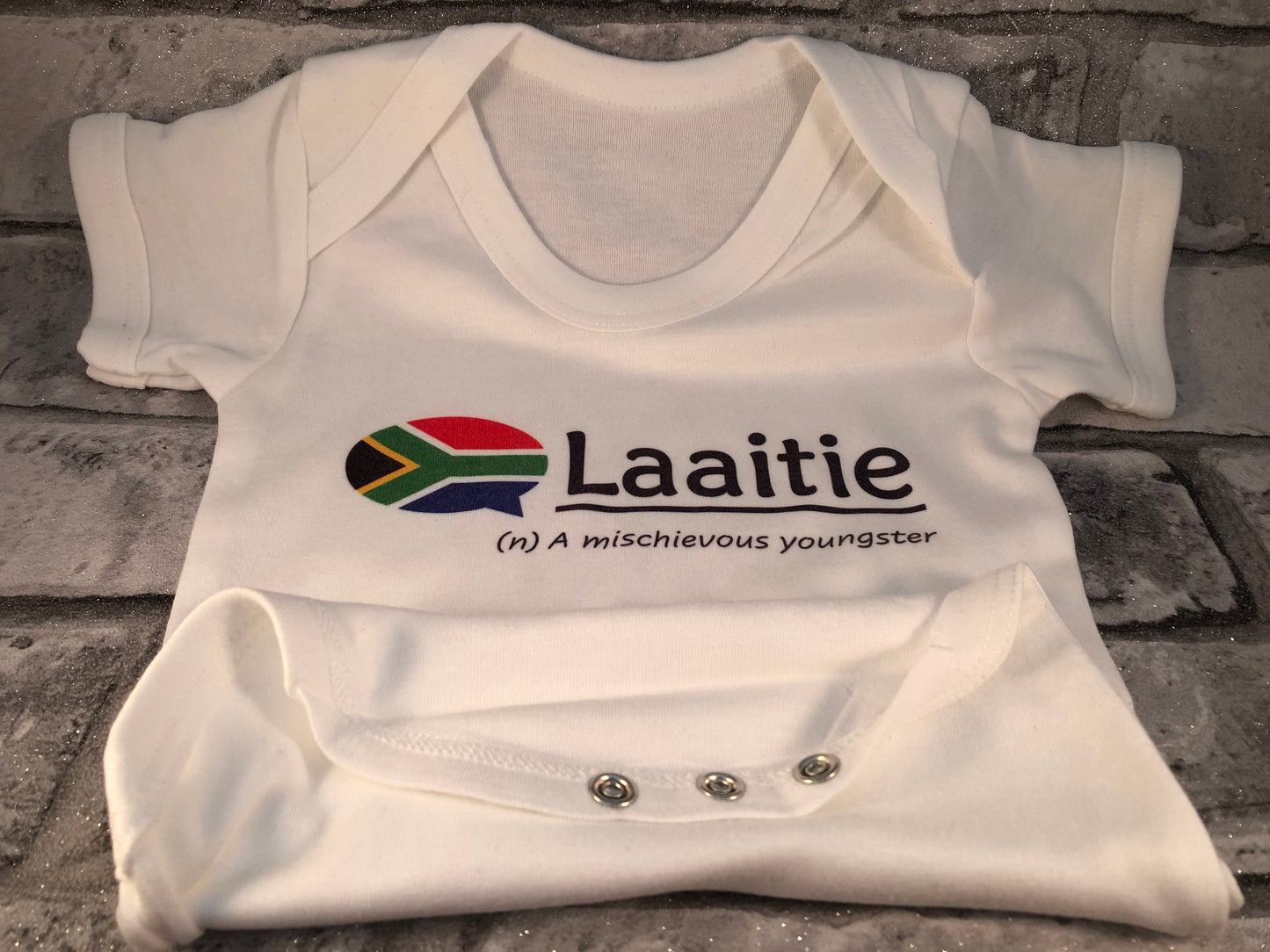 South Africa baby vest gift bodysuit Afrikaans slang Laatie New baby gift gender reveal boy pregnancy announcement baby shower