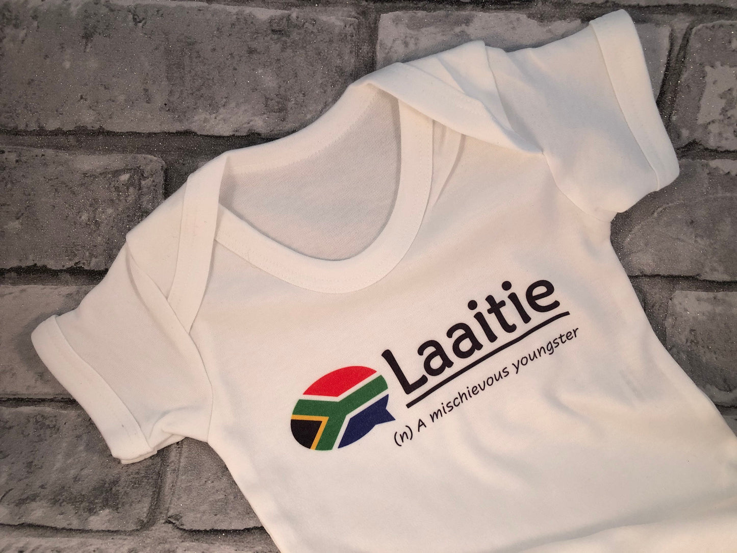 South Africa baby vest gift bodysuit Afrikaans slang Laatie New baby gift gender reveal boy pregnancy announcement baby shower