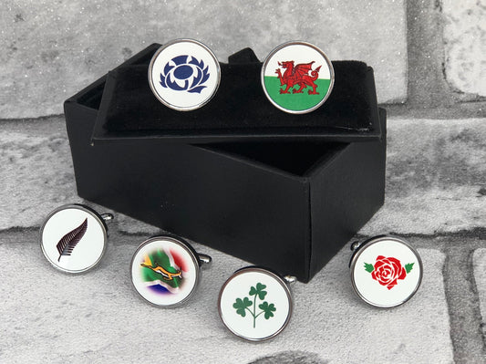 Cuff links Pair of Rugby Nations Cuff-links in display box