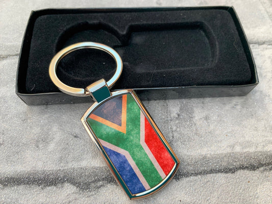 South African Flag key ring. South Africa flag Keychain. South Africa flag tag. Personalised key ring.