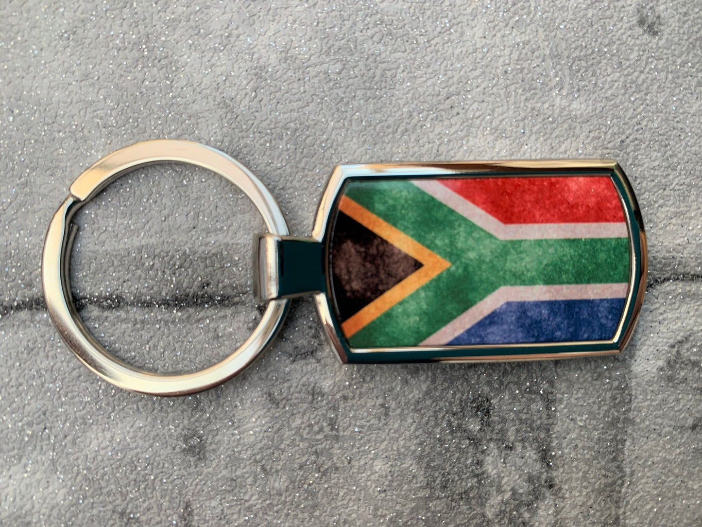 South African Flag key ring. South Africa flag Keychain. South Africa flag tag. Personalised key ring.