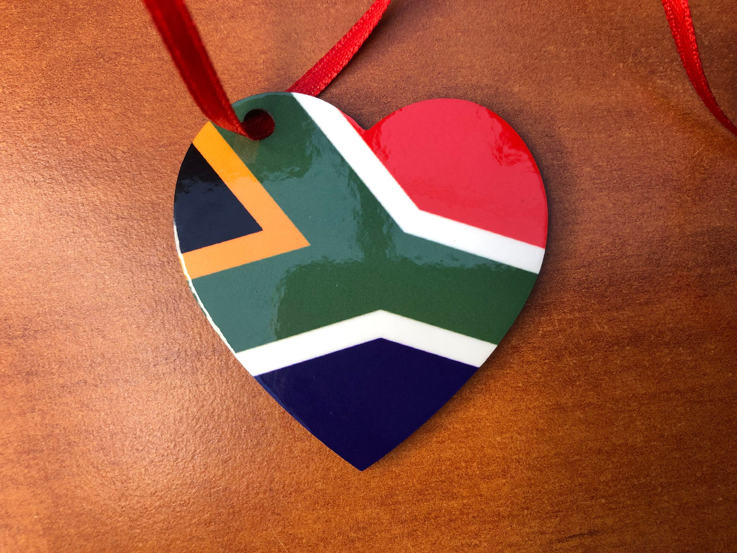 South Africa Heart shaped decoration hanging ornament Bright and colourful South African flag