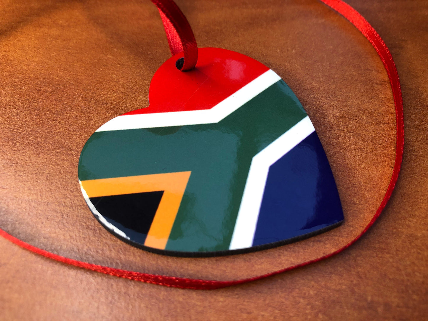 South Africa Heart shaped decoration hanging ornament Bright and colourful South African flag